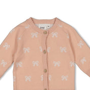 THE KNITS - Organic Cotton Jacquard Bow Cardigan