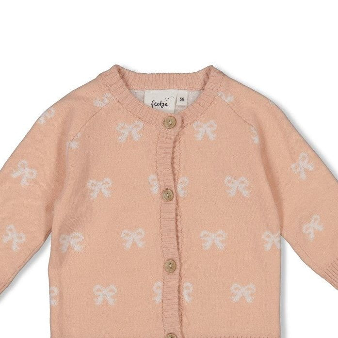 THE KNITS - Organic Cotton Jacquard Bow Cardigan