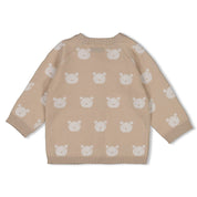 THE KNITS - Organic Cotton Jacquard Bear Cardigan