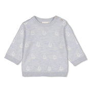 THE KNITS - Organic Cotton Blend Jacquard Sailboat Sweater