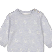 THE KNITS - Organic Cotton Blend Jacquard Sailboat Sweater