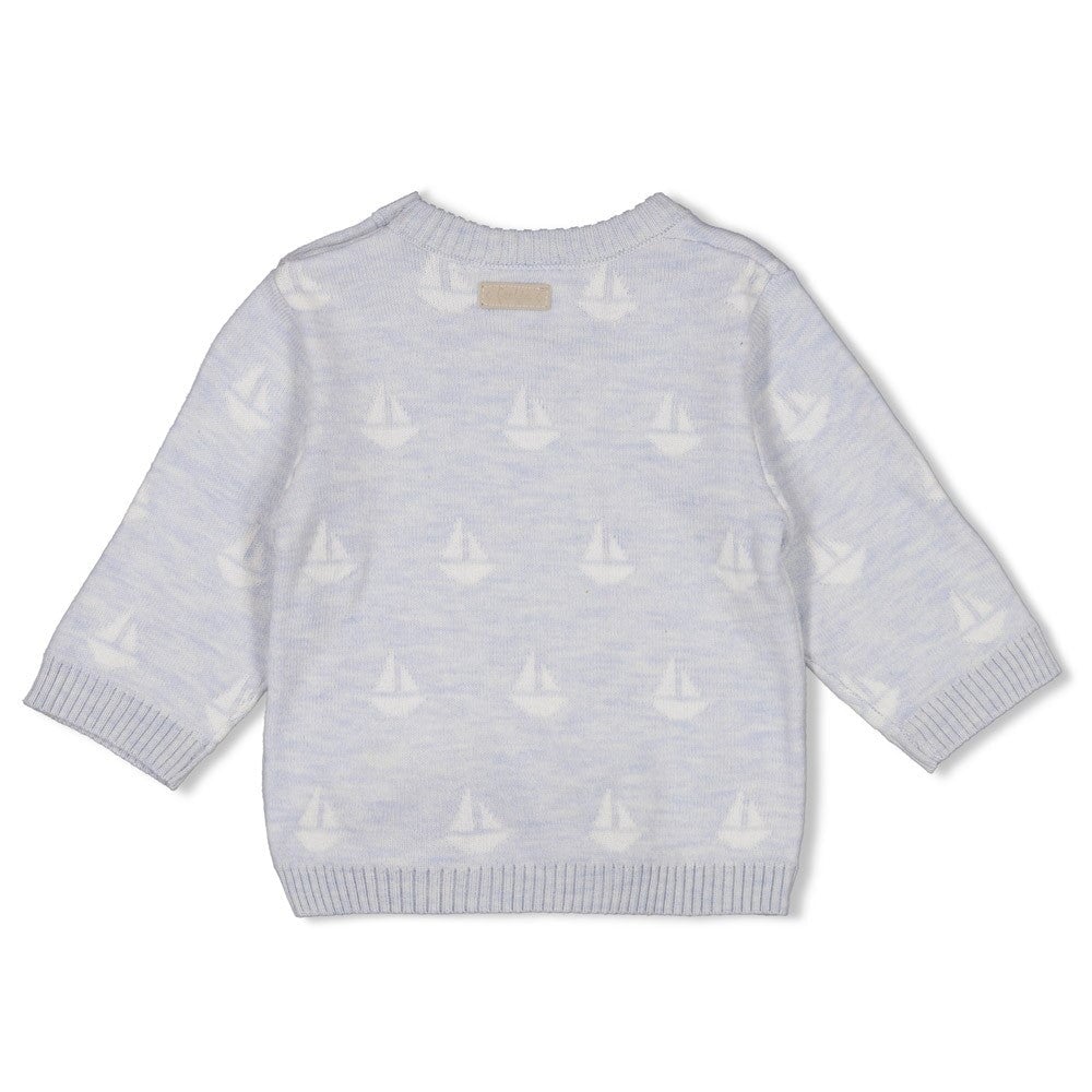 THE KNITS - Organic Cotton Blend Jacquard Sailboat Sweater