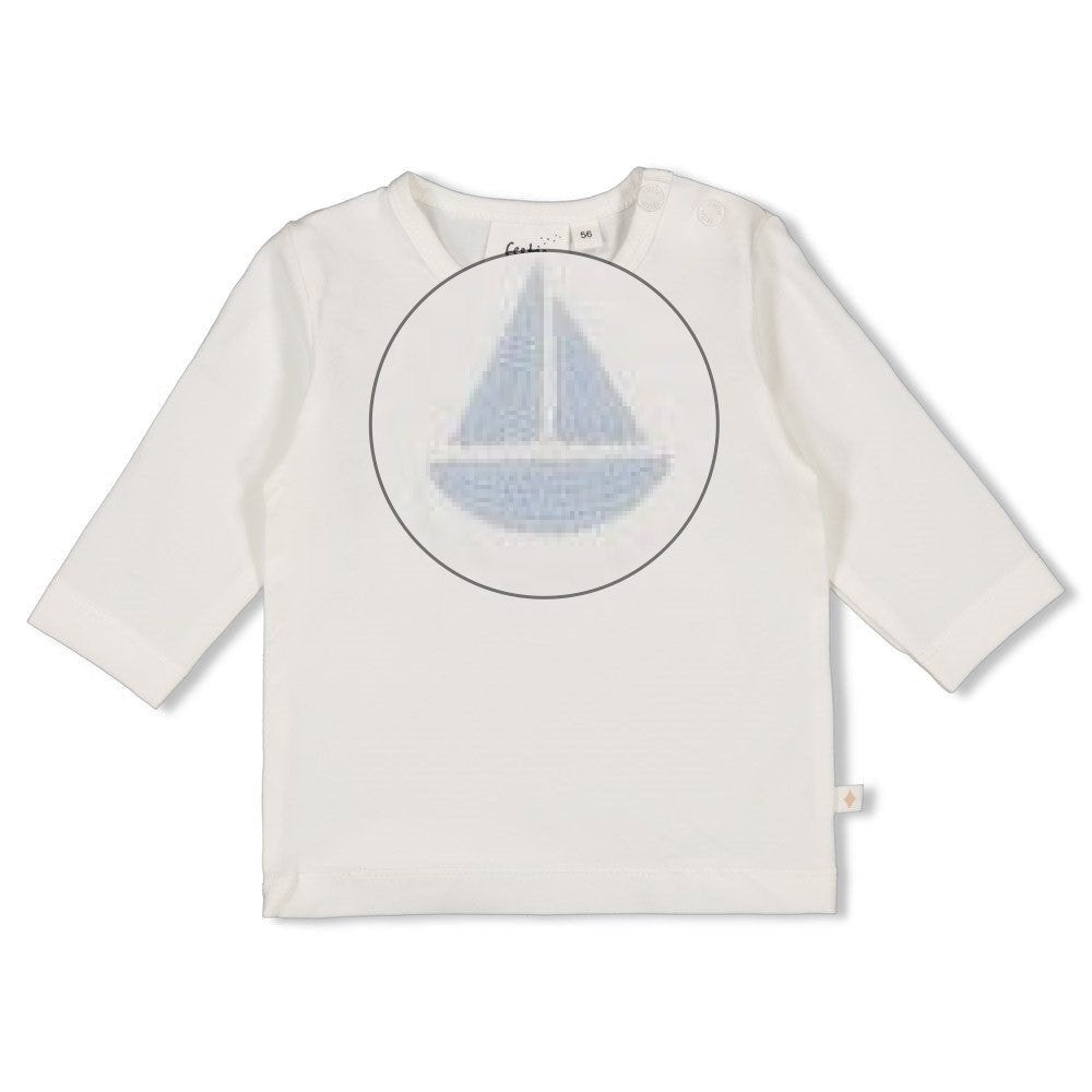 THE KNITS - Organic Cotton Blend Embroidered Sailboat Top