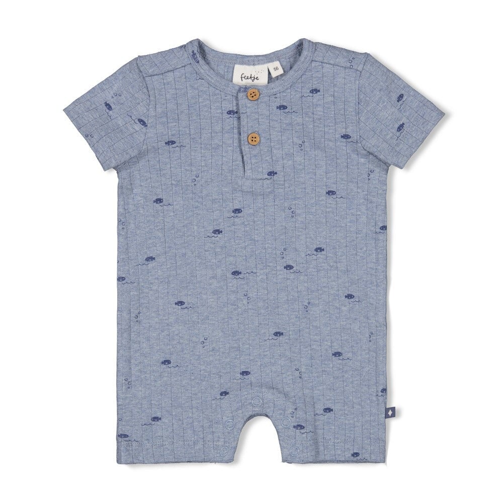 BLUE OCEAN - Organic Cotton Rib Jersey Short Playsuit
