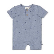 BLUE OCEAN - Organic Cotton Rib Jersey Short Playsuit
