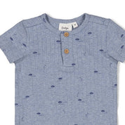 BLUE OCEAN - Organic Cotton Rib Jersey Short Playsuit