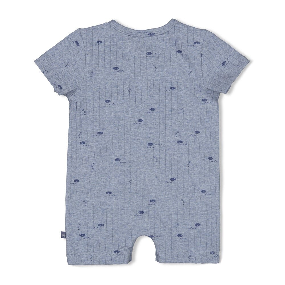 BLUE OCEAN - Organic Cotton Rib Jersey Short Playsuit