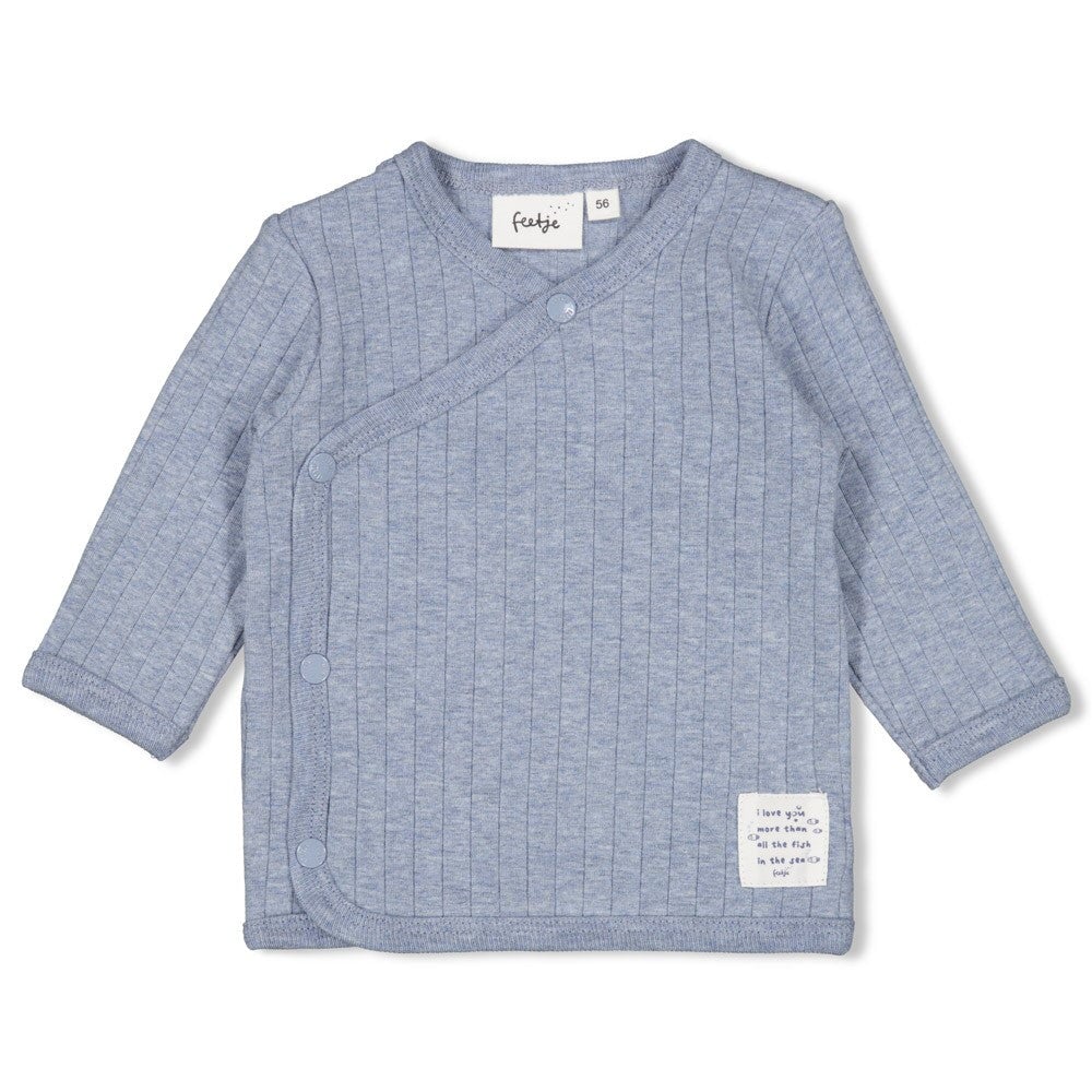 BLUE OCEAN	 - Organic Cotton Rib Jersey Side Wrap Fashion Top