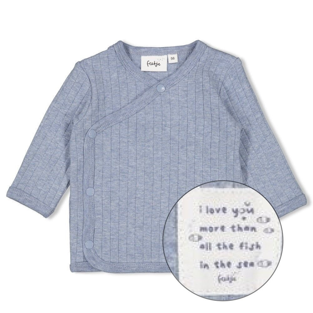 BLUE OCEAN	 - Organic Cotton Rib Jersey Side Wrap Fashion Top
