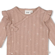 DELICATE FLOWER - Organic Cotton Rib Pointelle Side-Wrap Top