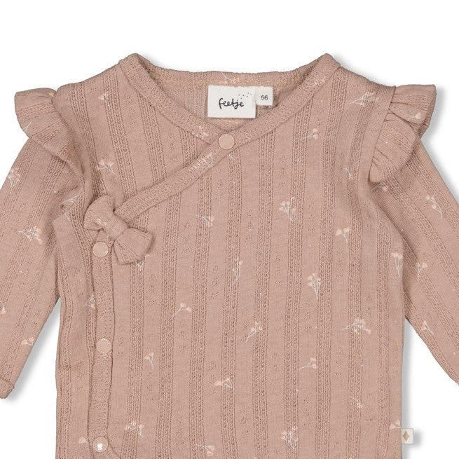 DELICATE FLOWER - Organic Cotton Rib Pointelle Side-Wrap Top