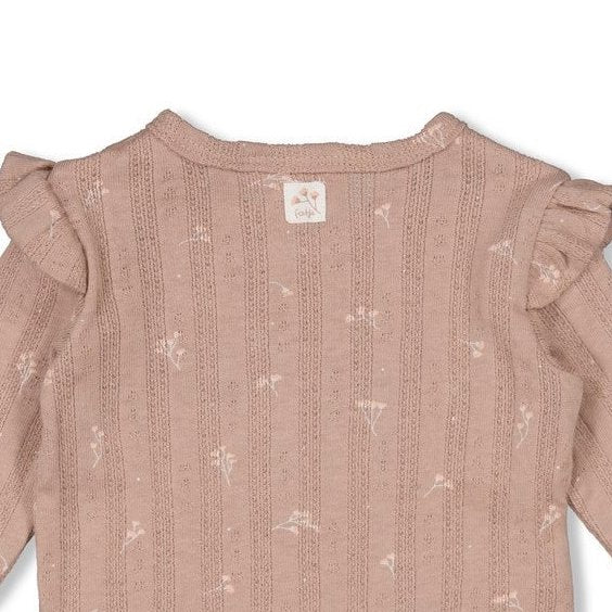 DELICATE FLOWER - Organic Cotton Rib Pointelle Side-Wrap Top