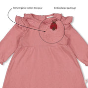 LADYBUG - -Organic Cotton Rib Ajour Ruffle Dress