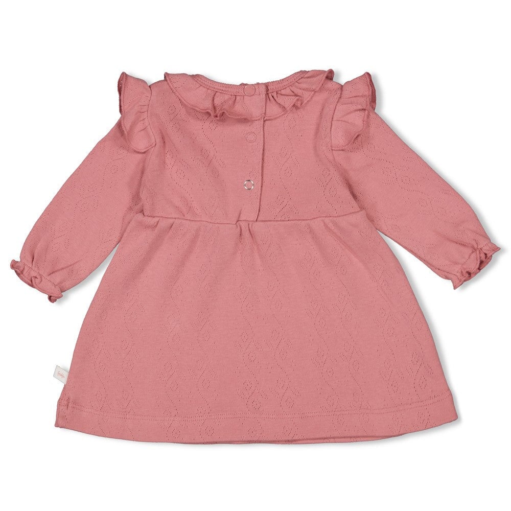 LADYBUG - -Organic Cotton Rib Ajour Ruffle Dress
