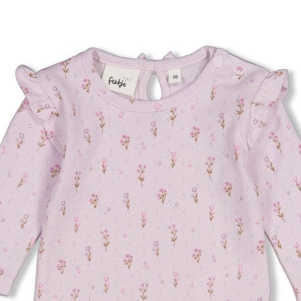 FLOWER RANCH - Pointelle Rib Ruffle Fashion Top