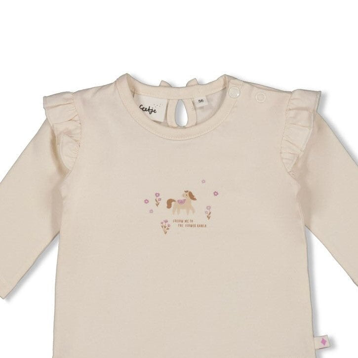 FLOWER RANCH Single Jersey Ruffle "Follow me to the Flower Ranch." Top