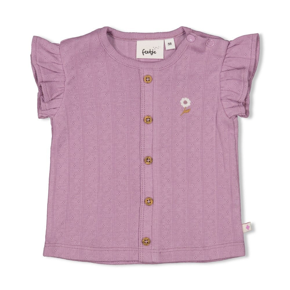 FLOWER RANCH - Pointelle Rib Ruffle Fashion Top