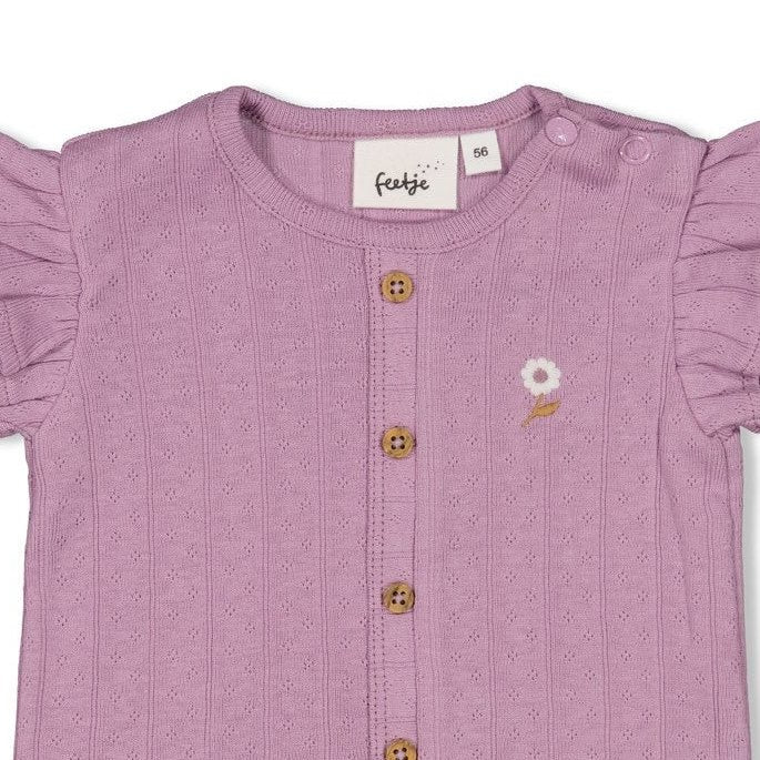 FLOWER RANCH - Pointelle Rib Ruffle Fashion Top