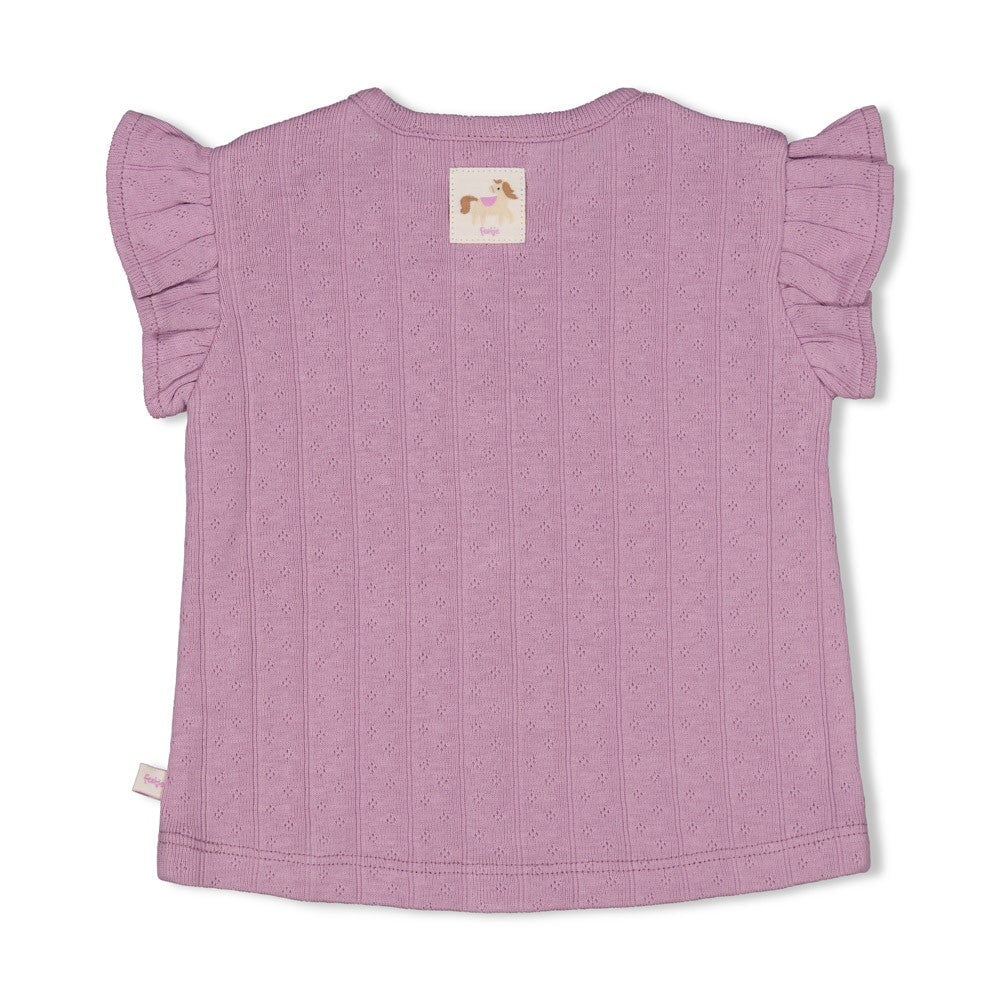FLOWER RANCH - Pointelle Rib Ruffle Fashion Top