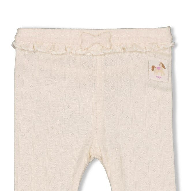 FLOWER RANCH - Pointelle Rib Solid Bow Leggings