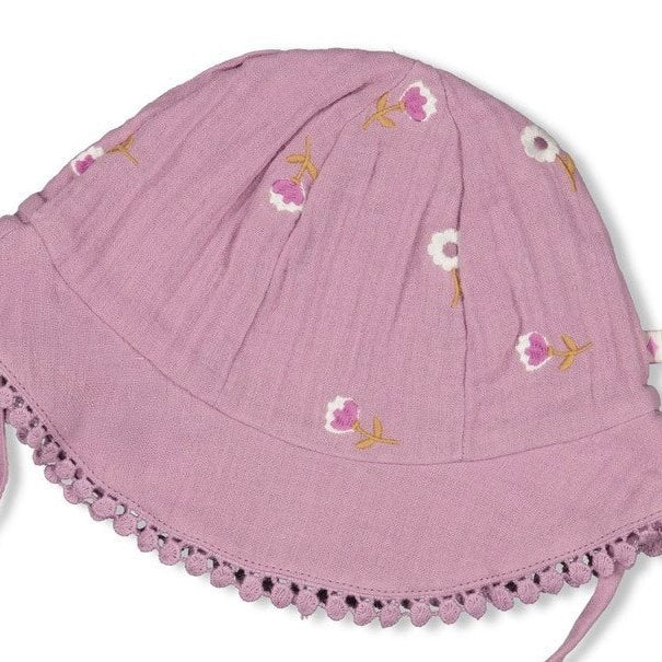 FLOWER RANCH - Floral Embroidered Mousseline Sun Hat