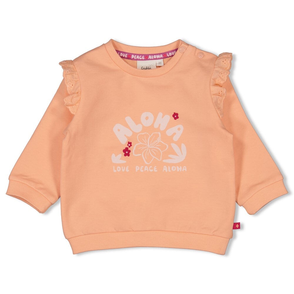 LOVE PEACE ALOHA -  Organic Cotton Eyelet Ruffle Fashion  Sweat Top