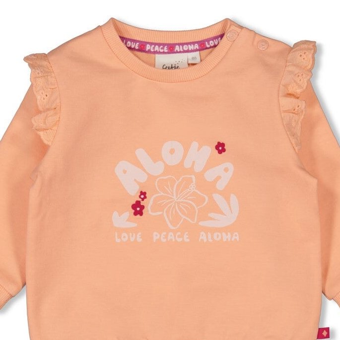 LOVE PEACE ALOHA -  Organic Cotton Eyelet Ruffle Fashion  Sweat Top