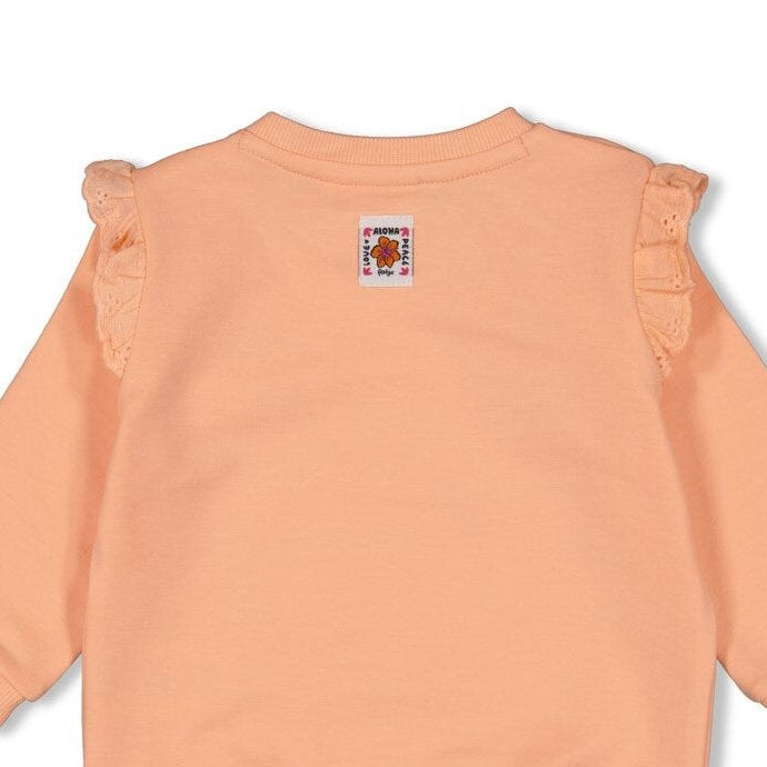 LOVE PEACE ALOHA -  Organic Cotton Eyelet Ruffle Fashion  Sweat Top