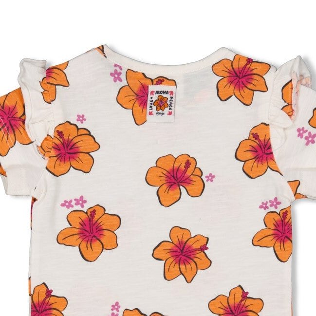 LOVE PEACE ALOHA - Organic Cotton Hibiscus Print Fashion TopP