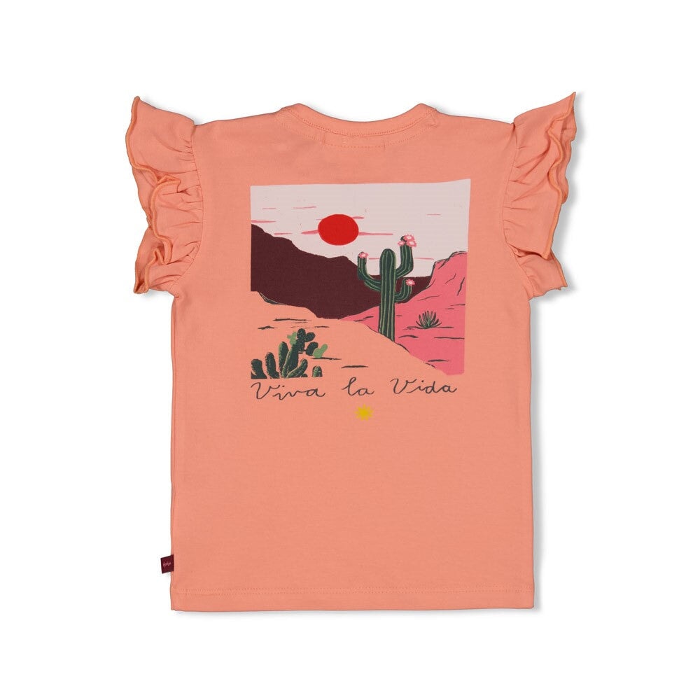 SALSA SUNSET - Organic Cotton Ruffle Graphic Fashion Top