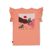 SALSA SUNSET - Organic Cotton Ruffle Graphic Fashion Top