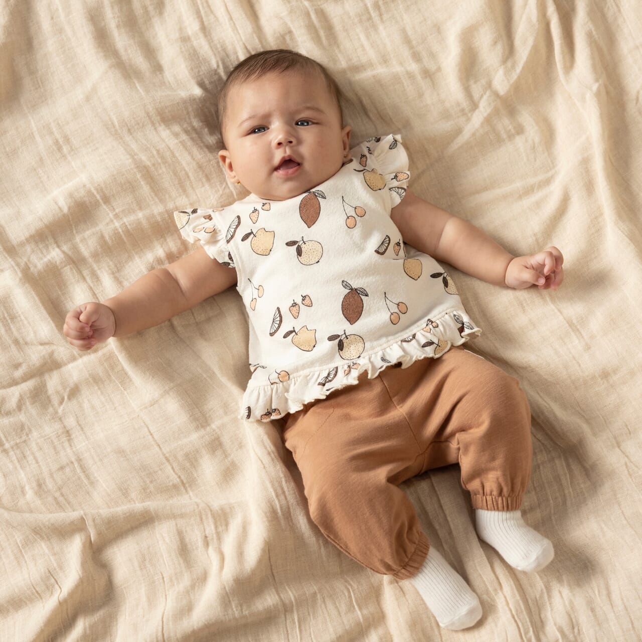 CUTIE FRUITY Organic Cotton Fancy Fabric Signature Print Top