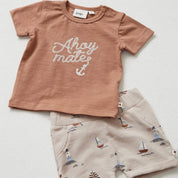 LET'S SAIL "Ahoy Mate" Embellished Slub Yarn Top