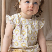 SUNNY LOVE Allover Print Slub Yarn Fashion Top