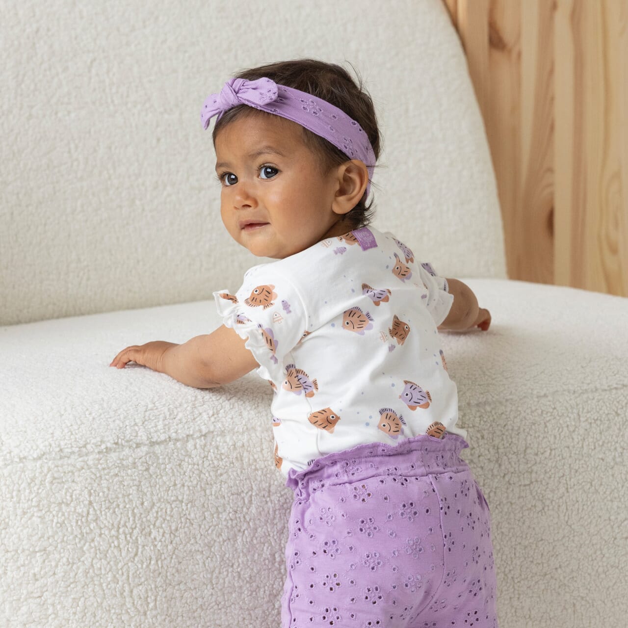 SPLASH Signature Print Frills Slub Yarn Top