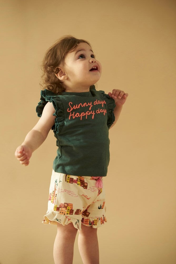 SUNNY DAYS  Organic Cotton Allover Print French Terry Short
