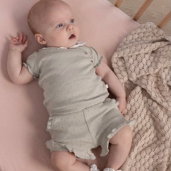 BLOSSOM - 1x1 Rib Ajour Knit Organic Cotton Fashion Shorts