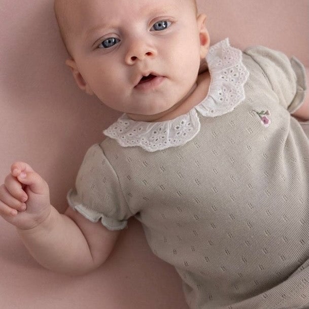 BLOSSOM - Embroidered Rib Ajour Knit Top