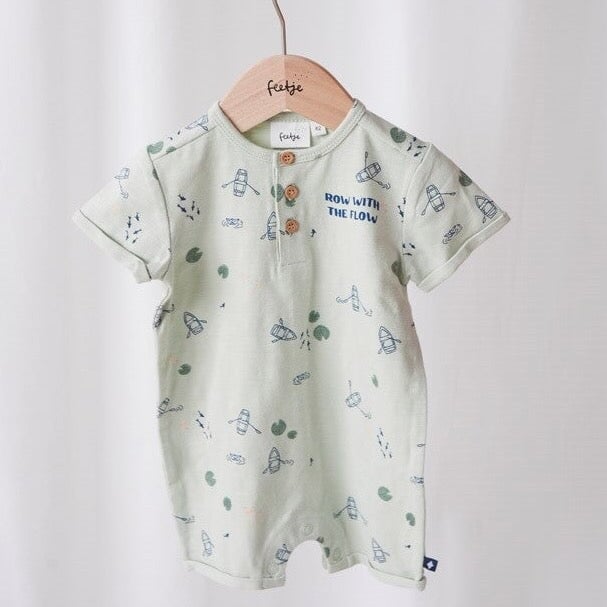 ROCK MY BOAT - Allover Print Slub Yarn Jersey Placket Short Suit