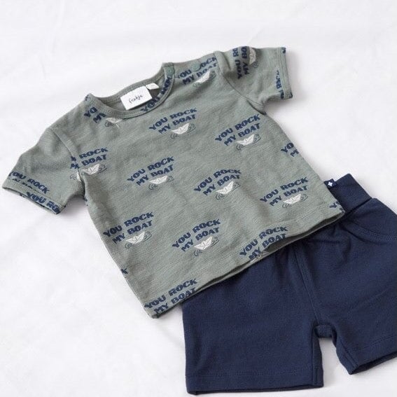 ROCK MY BOAT - Signature Allover Print Slub Yarn Single Jersey Fashion Top