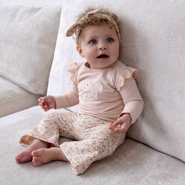 FLOWER FIELD - Allover Print French Terry Fashion Flare Pants