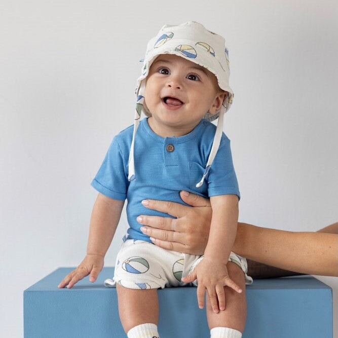 POOL TIME - Henley Collar Slub Yarn Fashion Top