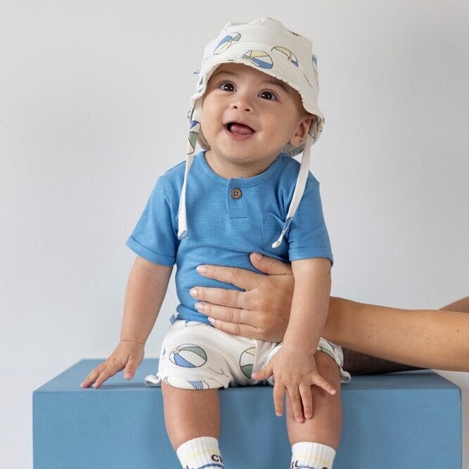 POOL TIME - Fun Allover Print Slub Yarn Knit Sun Hat