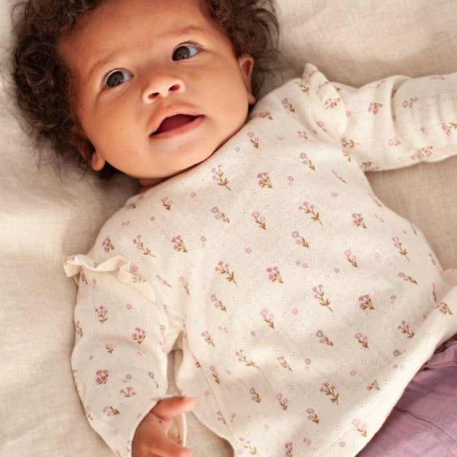 FLOWER RANCH - Pointelle Rib Ruffle Fashion Top