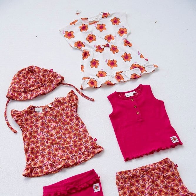 LOVE PEACE ALOHA - Organic Cotton Hibiscus Print Dress