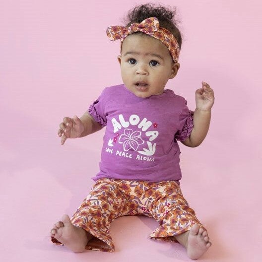 LOVE PEACE ALOHA - Organic Cotton French Terry Flare Pants