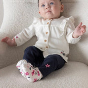 MIDNIGHT FLOWERS - Lace Trimmed Flower Socks