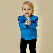 AMOUR TOUJOURS - Ajour Rib Knit Ruffle Fashion Top