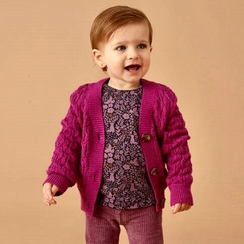 FOREST FANCY - Organic Cotton Fancy Knit Cardigan Sweater