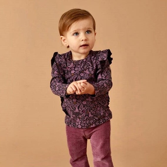 FOREST FANCY - Allover Print Ruffle Fashion Top